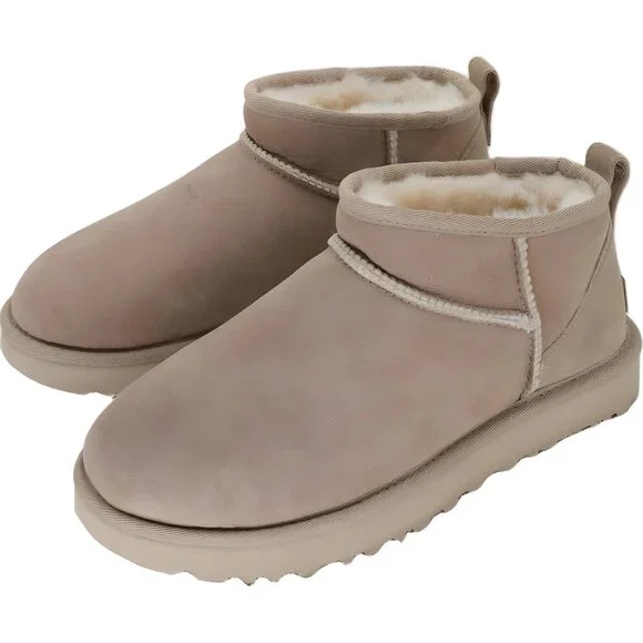 UGG Classic Ultra Mini Suede Ankle Booties Sand Color Women Size 8 M - Picture 2 of 6